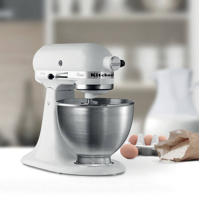 KitchenAid 5K45SSBWH Stand Mixer with 4.3L Mixing Bowl - White