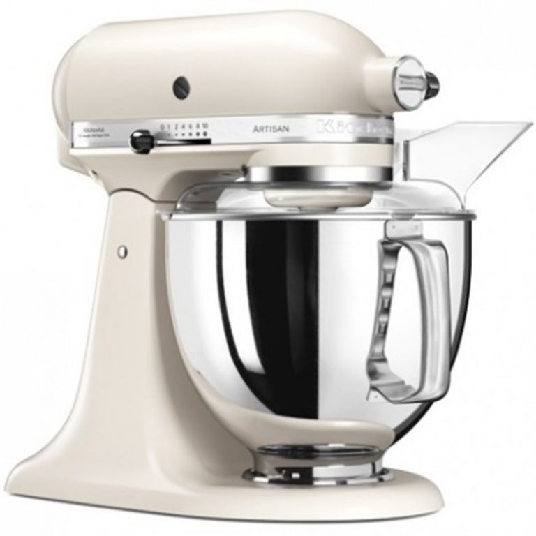 KitchenAid artisan stand mixer in cafe latte