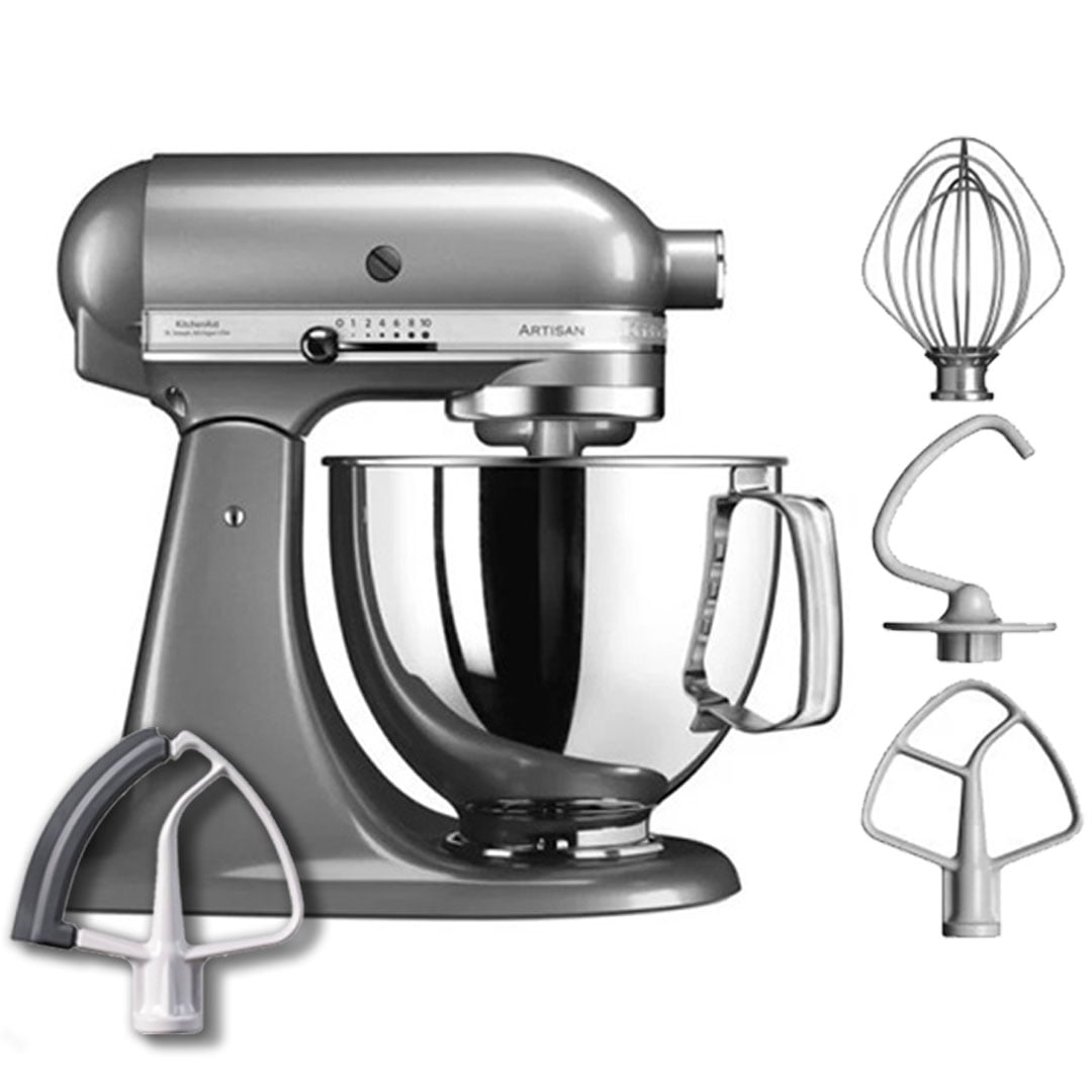 KitchenAid Artisan 125 Stand Mixer & Free Gift - Contour Silver 5KSM125BCU