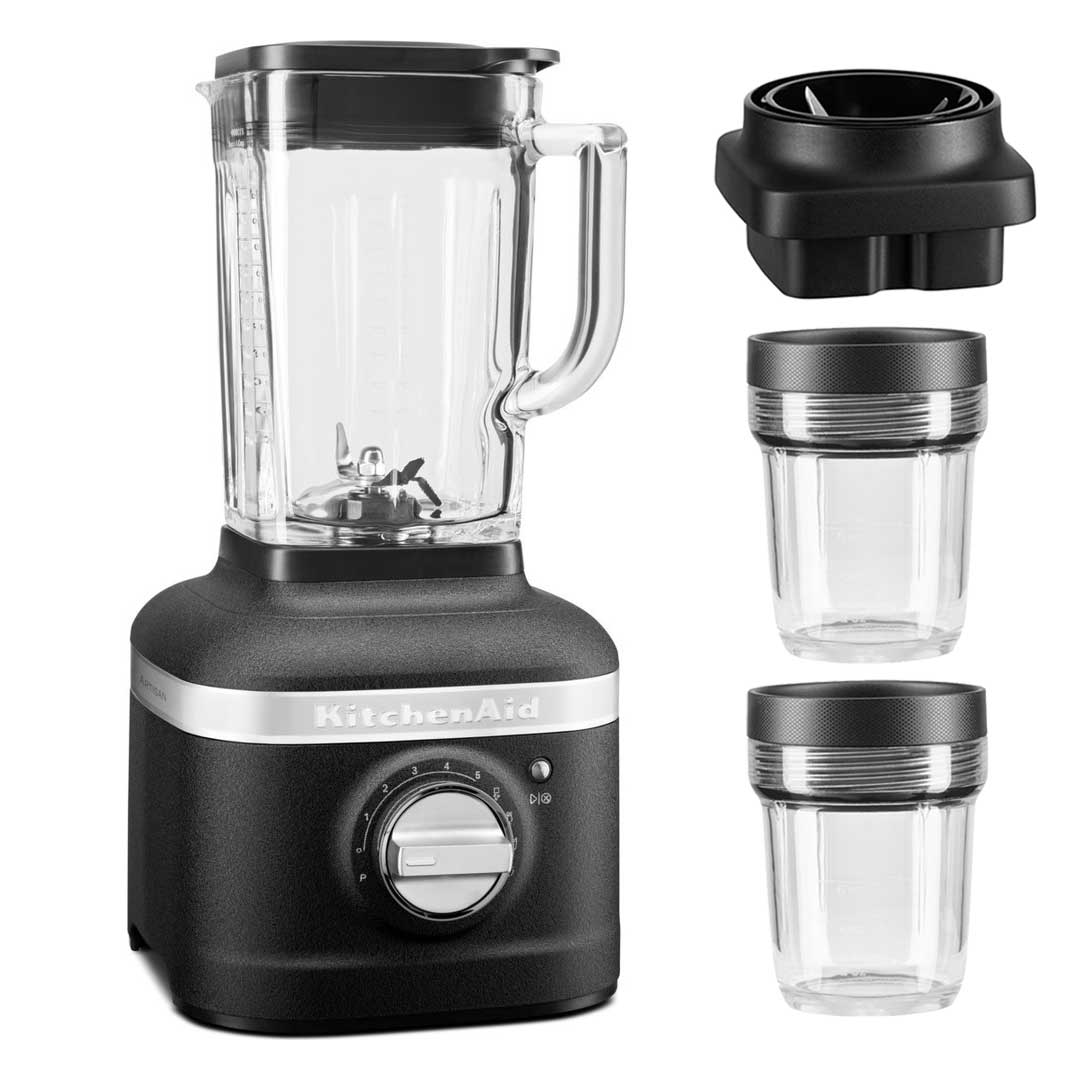 KitchenAid K400 Glass Jar Blender & Free Batch Jars - Cast Iron Black - 5KSB4026BBK