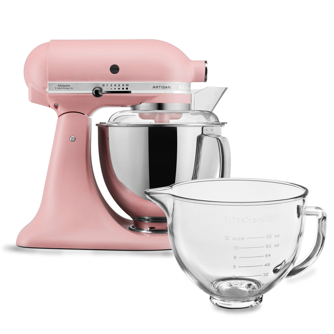 free kitchenaid glass bowl with dried rose stand mixer