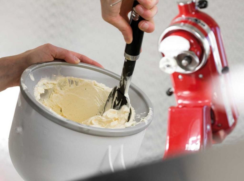 KitchenAid stand mixer with ice cream maker attachment