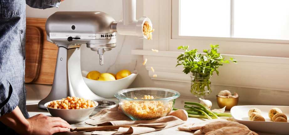 KitchenAid stand mixer with slicer and shredder attachment