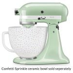 pistachio stand mixer with ceramic confetti sprinkle bowl