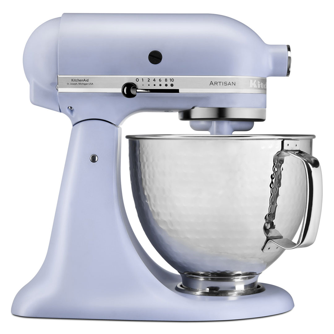 Lavender kitchenAid stand mixer with quilted bowl