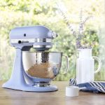 Lavender kitchenAid stand mixer with quilted bowl