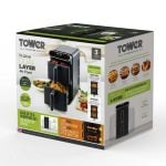 Tower T17190 Vortx 11 Litre Dual Layer Air Fryer - Black with Chrome Trim