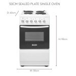 Haden HES051W 50cm Single Electric Oven with Sealed Plate Hob - White
