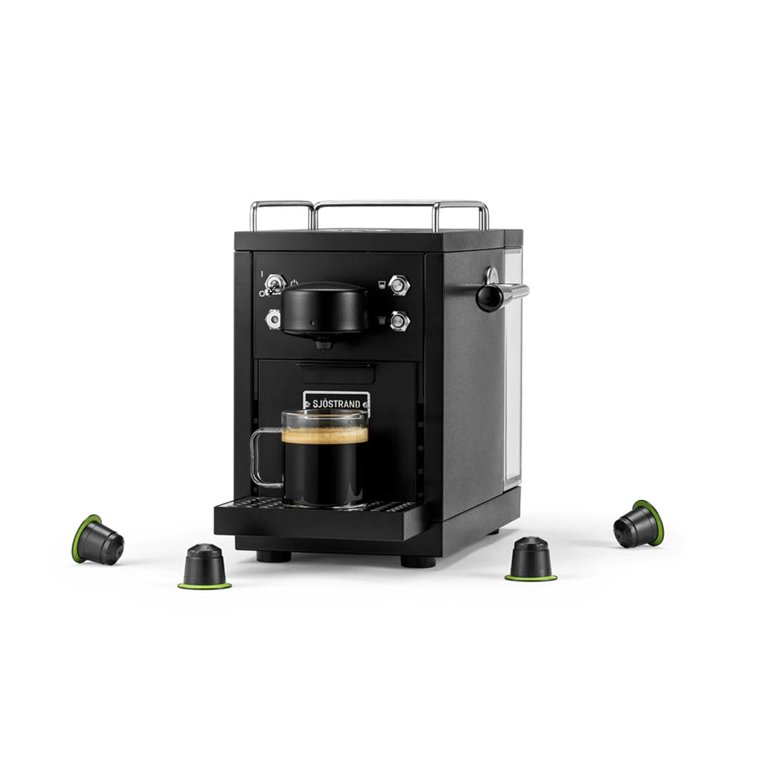 The original Sjostrand pod coffee machine in black
