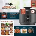 Ninja PC201UK HyperHeat 9-in-1 Pressure and Rice Cooker - Grey/Black