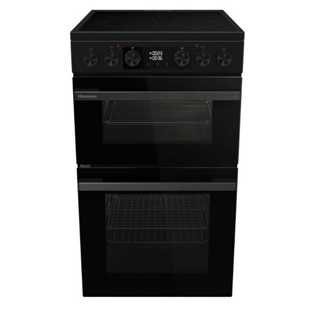 Hisense HDCEC5C10B 50cm Double Oven Electric Cooker with Caeramic Hob - Black