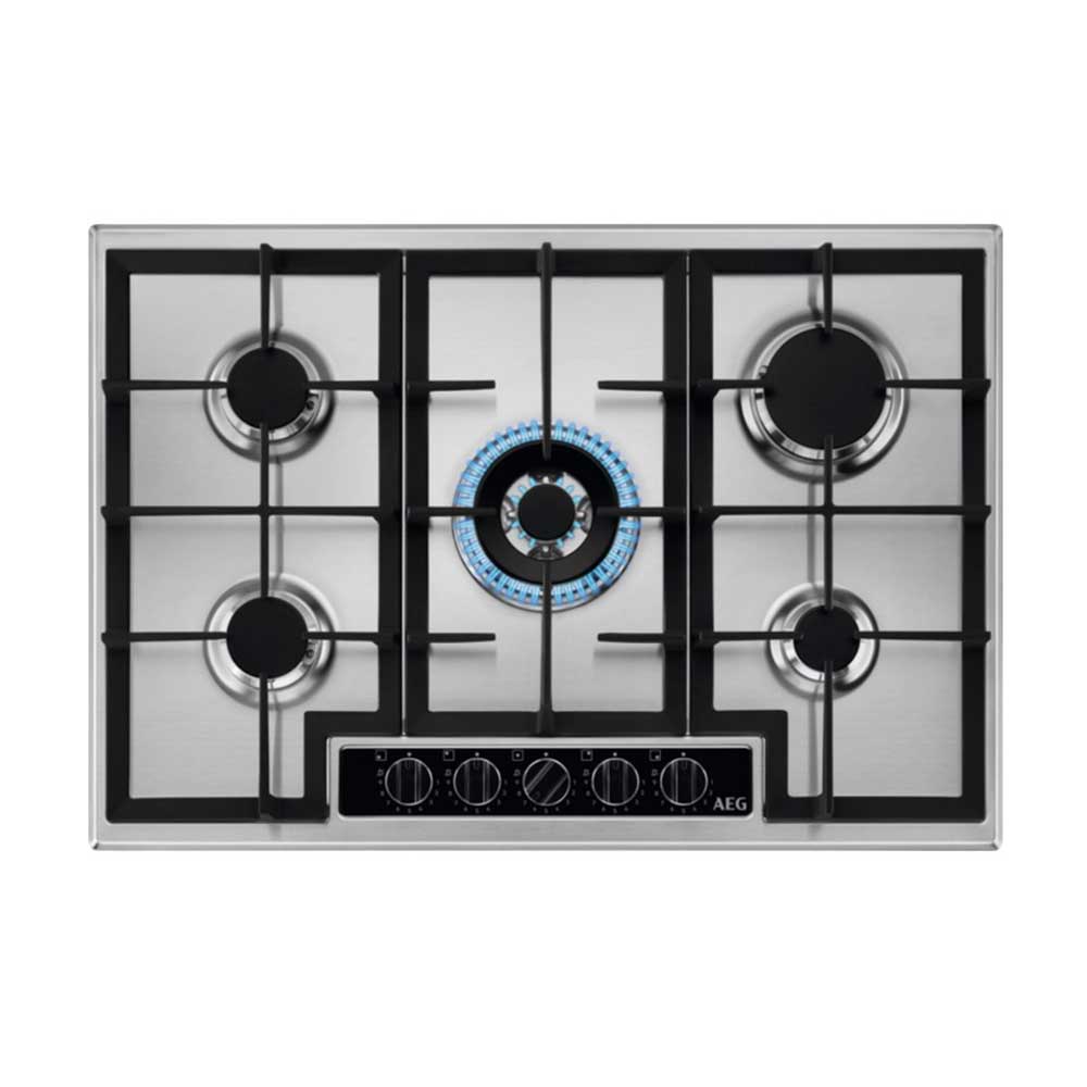 AEG HGB75420YM 75cm Gas Hob - 5 Cooking Zones - Stainless Steel