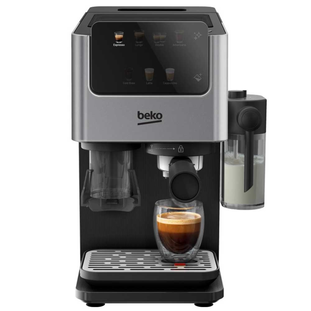 Beko CED7524X Espresso Machine with Integrated Grinder and Milk Cup - Silver