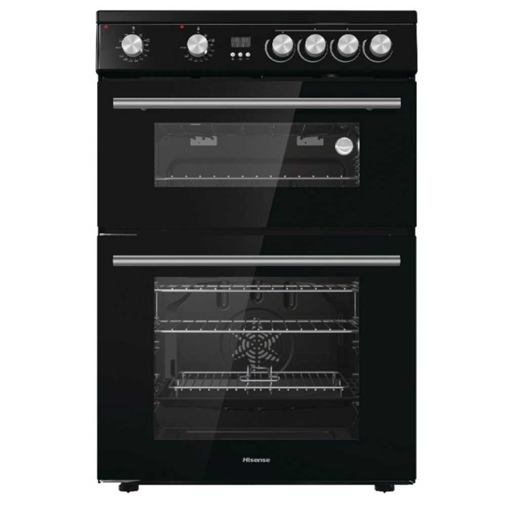 Hisense HDE3211BBUK 60cm Double Oven Electric Cooker with ceramic Hob - Black