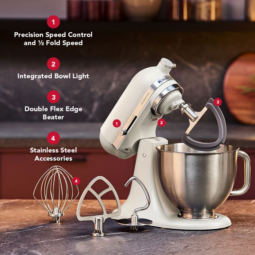 KitchenAid Artisan Plus 50 stand mixer in porcelain, new for 2026