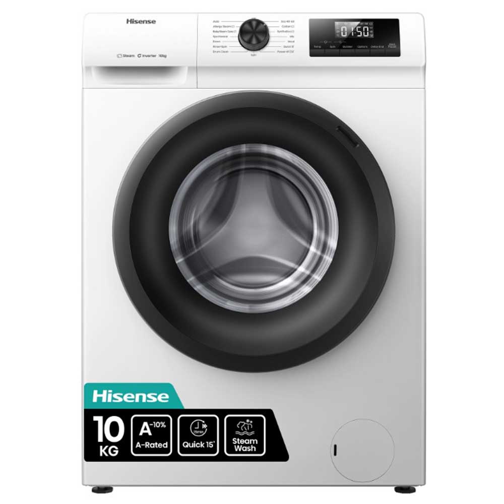 Hisense WF1Q1041BW Load 10kg Spin 1400 Steam Washing Machine - White