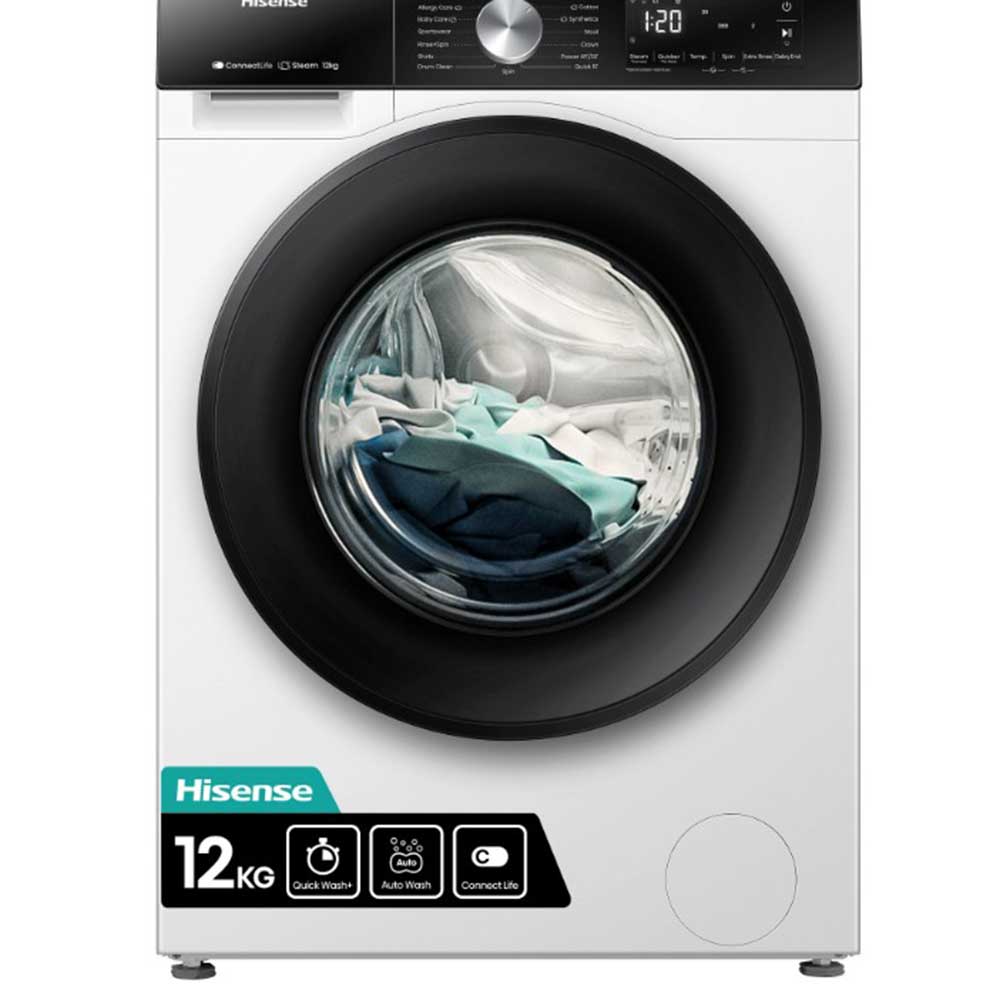 Hisense WF3S1243BW3 Load 12kg Spin 1400 Steam Washing Machine - White